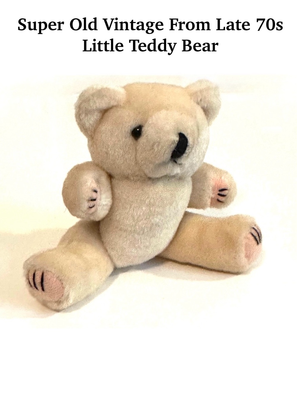 Old Vintage Plush Cream Teddy Bear Collectible Toy 🧸